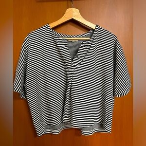Madewell Stripes Black & White Oversized Crop Top, Medium
